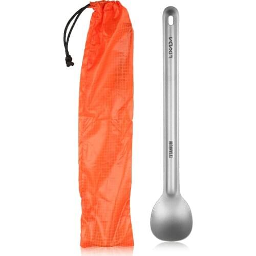 Lixada Titanium Spoon Flatware Camping Backpacking Picnic Ultralight 15g Long Handle Spoon Outdoor Tableware Hiking Cutlery