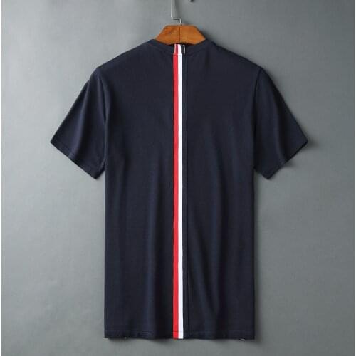2021 New TB Men Top Cotton T-Shirt Casual Striped Short Sleeve O-Collar Soft Korean Design High Quality