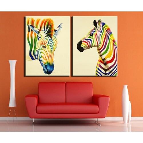 Wall Pictures 2 Pcsthe Color Of The Zebra Painting Canvas Wall Art Picture Home Decoration Living Room Print Painting No Framed