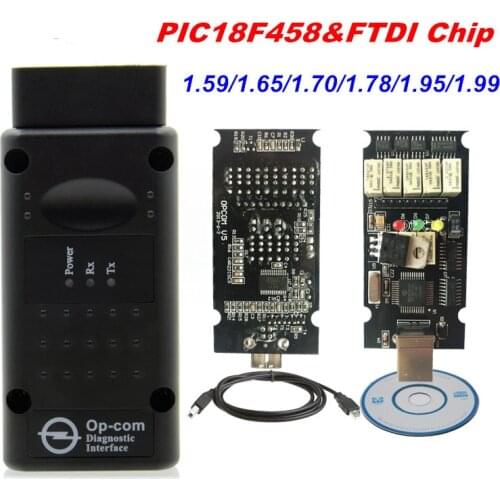 Newt Firmware OPCOM 1.99 1.95 1.78 1.70 1.65 OBD2 CAN-BUS Code Reader For Opel OP COM OP-COM Diagnostic PIC18F458 FTDI Chip