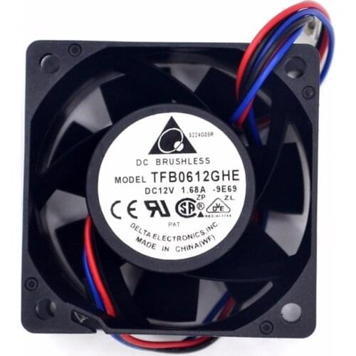 Original DELTA TFB0612GHE 6038 6CM 1.68A DC 12V Server Cooling Fan