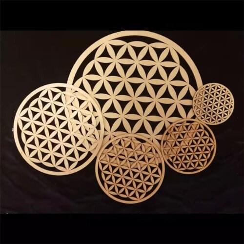 Flower Of Life Hanging Wall Decoration, Sacred Geometry Home Decor, Rustic Wood Sign Wall Art Laser Cut Wooden Table Coaster