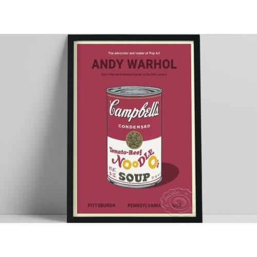Andy Warhol Poster, CampbellS Soup Cans Art Prints, Warhol Vintage White Pink Jar Wall Picture, Living Room Bedroom Wall Decor