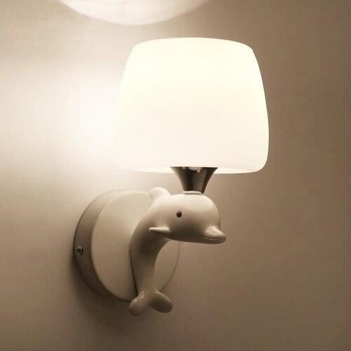 Nordic style bedroom bedside lamp simple modern creative personality living room corridor corridor corridor wall lamp dolphin