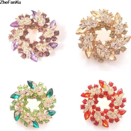 Womens Colorful Bauhinia Gem Crystal Pin Brooch Buckle flower lapel harajuku accessories Wedding Bouquet