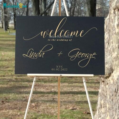 Events Welcome Signage Decorations Wedding Custom Name Date Location Decal Wedding Board Removable Vinyl Sticker BB642