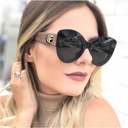 Fashion Cat Eye Sunglasses Women Designer Inspired Oversized Oculos Vintage Cateye Black Glasses Brand Shades Pink Frame 2020