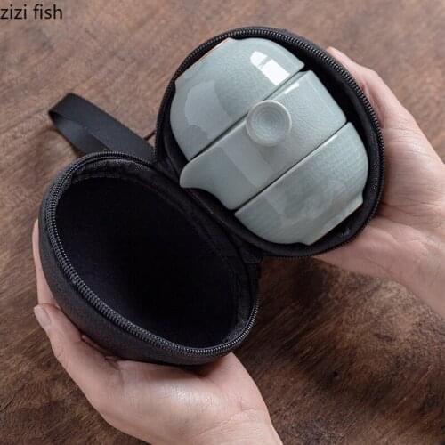 Modern Ceramic Tableware Teapot Desktop Decoration Portable Travel Kung Fu Tea Set Porcelain Crafts Home Decoration Accessories