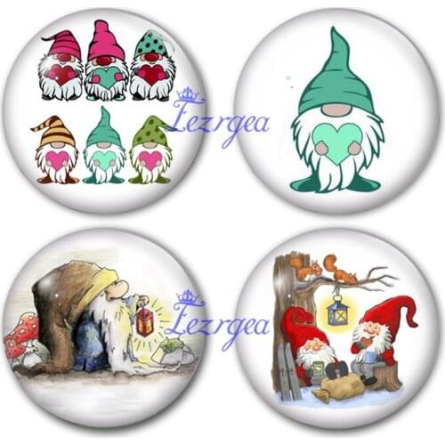 Cartoon Dwarves glass cabochon,Little man and Merry Christmas Round photo glass cabochon demo flat back Making findings