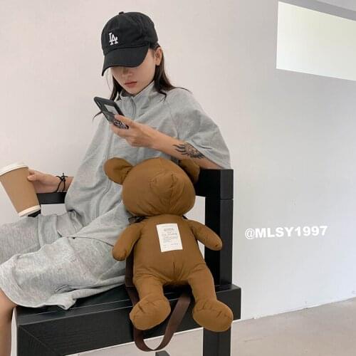 Japanese Style Ins Brown Bear Doll Shoulder Bag Korean Version Of The Bear Cartoon One Shoulder Funny Baby Cute Messenger Bag