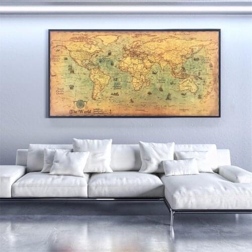 Vintage Nautical Ocean Sea world map Retro Art Paper Painting Study Room Decor Sticker Living Room Poster Cafe Antique poster