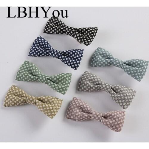 Fashion Knot Bows Fabric Linen Hair Clips,One Size Fit Most Cotton Hand Tie Hairpins,School Girls Hair Accessories