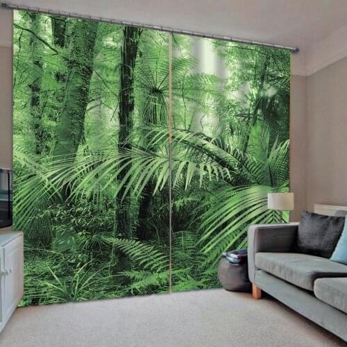 Green Curtain forest landscape Curtains For Bedroom Blackout 3D Blinds Fashion Custom Window Drapes