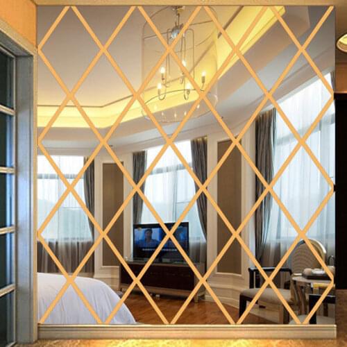 3D Mirror Wall Decor Stickers Acrylic Diamonds Triangles Wall Sticker For Living Room Bedroom House Decoration Accessories