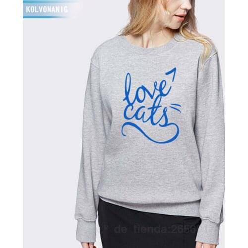 KOLVONANIG 2019 Womens Winter Coats love cat print Hoodies Funny Kawaii Sweatshirts For Lady O-neck Pullovers Dress Women Hoody