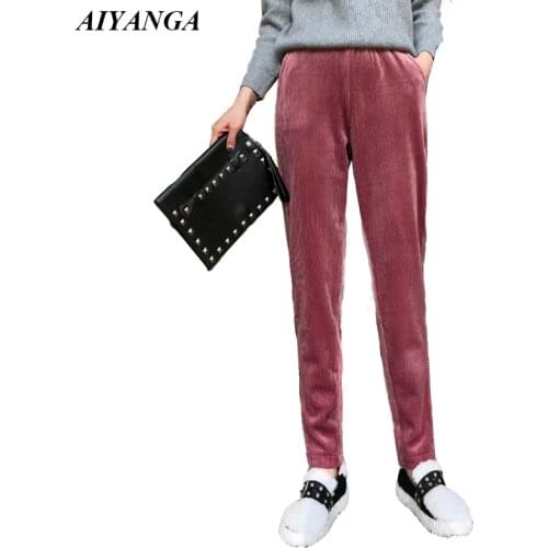 Thicken Velvet Pants Women 2018 Autumn Winter Trousers Female Warm Pants For Women Elastic Waist Casual Trousers Harem Pant