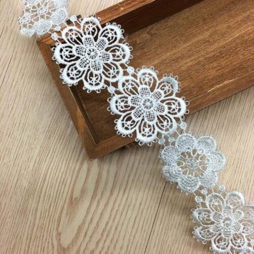 15Yards Black White Embroidered Lace Ribbon Trim Floral Flowers Fabric Sewing Applique Patch Wedding DIY