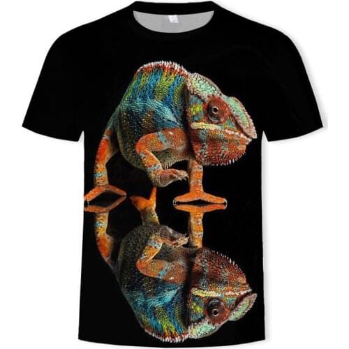 2019 New Mens fashion animals 3d T-shirt lizard drop 3d printed Gecko Pattern short-sleeved T-shirt Asian size