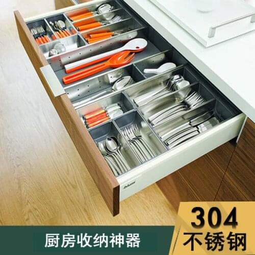304 Stainless Steel Chopsticks Knife And Fork Tableware Storage Kitchen Drawer Storage Partition Box Tool Box Glove Box Sub
