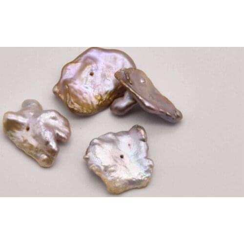 5 Pcs/Lot Natural Large Purple Irregular Baroque Pearl Perforation Pearl Jewelry Components Making For Diy Bracelet JA0278