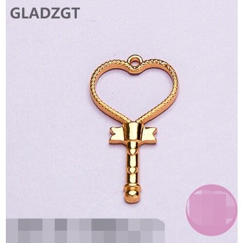 5 pcs/lot Magic love heart sticks Metal Frame Pendant Gold Charm Bezel Setting Cabochon Setting UV Resin Charms