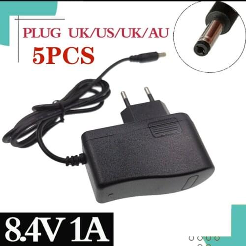 5PCS 8.4V 1A 18650 lithium battery charger 5.5mm * 2.1 portable charger EU /US Plus