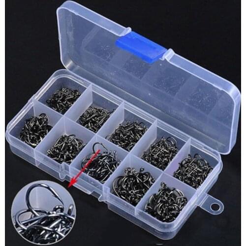 500pcs Fishhook Carbon Steel Fish Jig Hooks With Hole Outdoor Carp Fishing Hook With Tackle Box Fishing Accessories