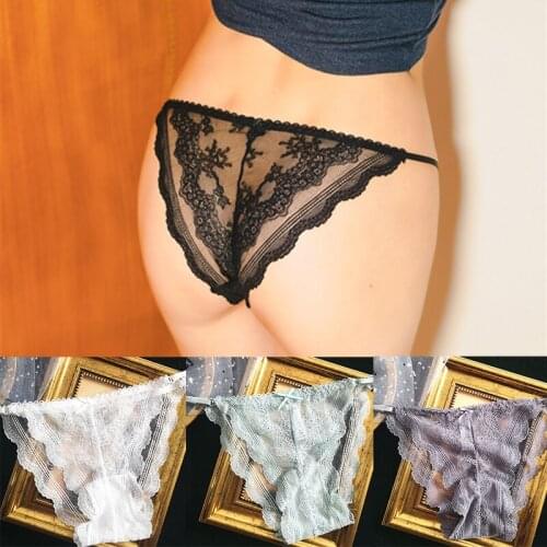 6 Colors/solid Color Sexy Lace Panties for Women Translucent Adjustable Temptation Hot Low-waist Briefs Half-hip Purple Langerie