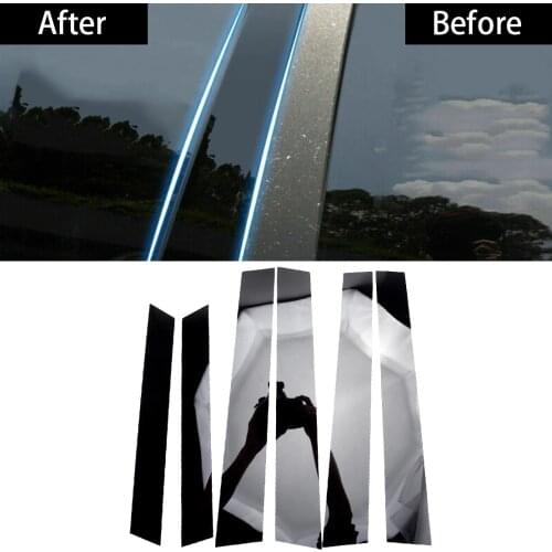 6pcs/Set Glossy Black Car Exterior Door Window Pillar Posts Piano Cover Trim Fit For Honda CRV 2007 2008 2009 2010 2011