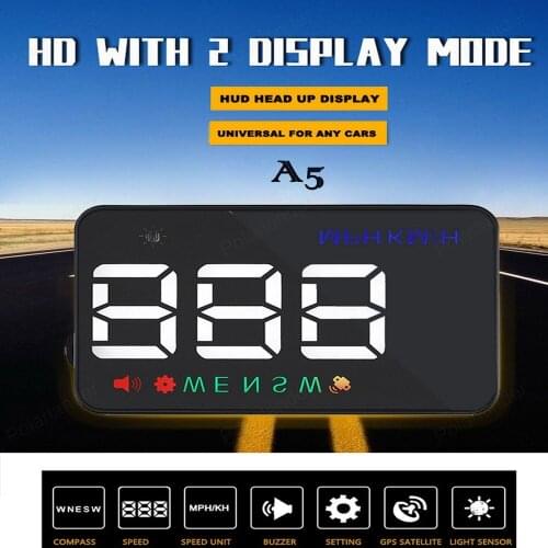 A5 HD 3.5 inch Double-mode display GPS Car Head Up Display Digital Speedometer km/h MPH Warning Safety HUD