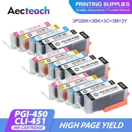 Aecteach new 5 Color Compatible PGI 450 CLI 451 Ink Cartridge For Canon PIXMA IP7240 MG5440 MG6340 MX924 MG7140 MG6440 MG5540