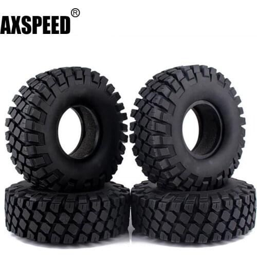 AXSPEED 1.9 Inch 114mm Rubber Rocks Tyres / Wheel Tires for 1:10 RC Rock Crawler Car Wheels SCX10 D90 Black