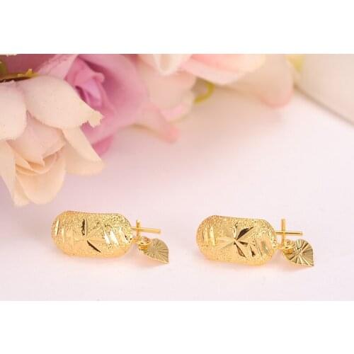 Bangrui Africa Heart Earrings for Women / Girl,Gold Color Small Dubai Mteal Heart Earrings Arab Middle Eastern Jewelry