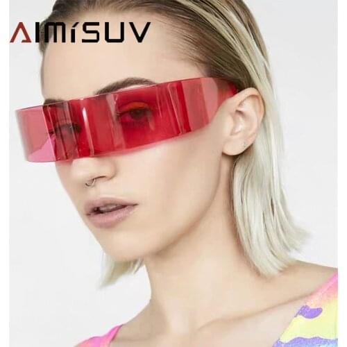 Party Glasses Wrap Shield Large Mirror Anti-glare Super Cool Steampunk Sunglasses Women Weird Siamese Fashion Glasses Men UV400