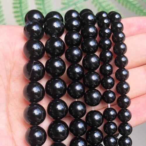 2/3/4/6/8/10/12mm Natural Black Agates Stone Round Loose Beads Bracelet / Necklace For Jewellery Making Wholesale 15'' Strand