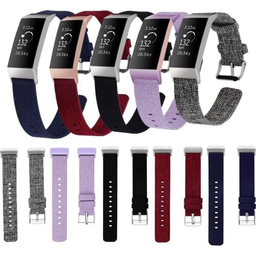 Wristband Strap for Fitbit Charge 3 Fitness Activity Tracker Smartwatch Nylon Woven Fabric Watch Band Replacement Strap