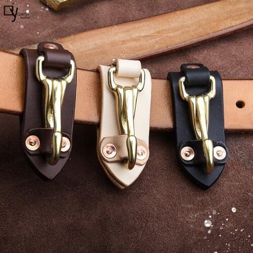 Handmade key chain waist hanging creative cowhide accessories pure copper belt accessories practical belt wear outdoor hooks