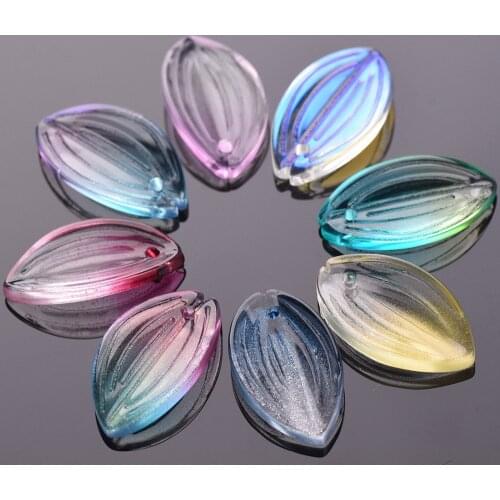 10pcs 21x12mm Leaf Petal Shape Crystal Glass Loose Crafts Beads Top Drilled Pendants for Earring Jewelry Making DIY Crafts