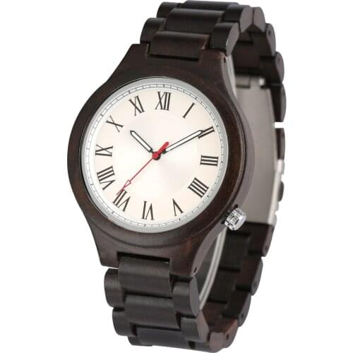 Full Handmade Watch Men Fashion White/Yellow Dial with Roman Numerals with Luminous Hands Quartz Wood Watches Gifts Reloj Hombre