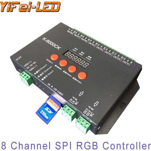 K-8000 LED pixel SD card controller;off-line;8192 pixels controlled;SPI signal output;DMX signal output