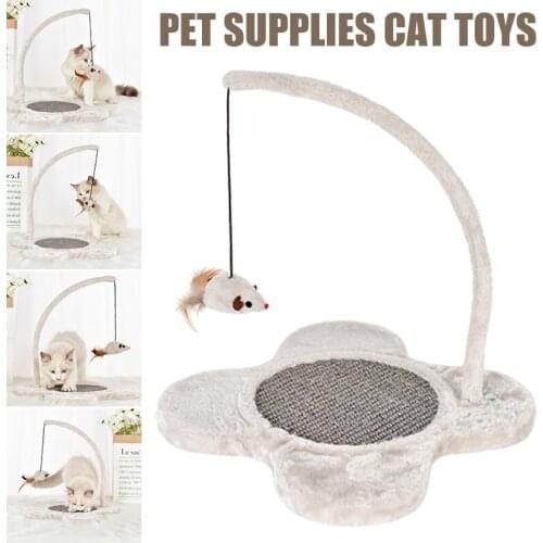 Cat Scratcher Scratching Mat Sisal Cat Scratcher Mat with Haning Mouse Toy D1
