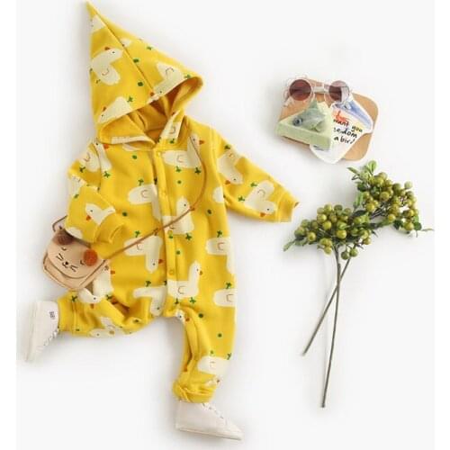 MILANCEl 2021 Baby Clothing Autumn New Toddler Rompers Long Sleeve Cartoon Duck Baby Clothes