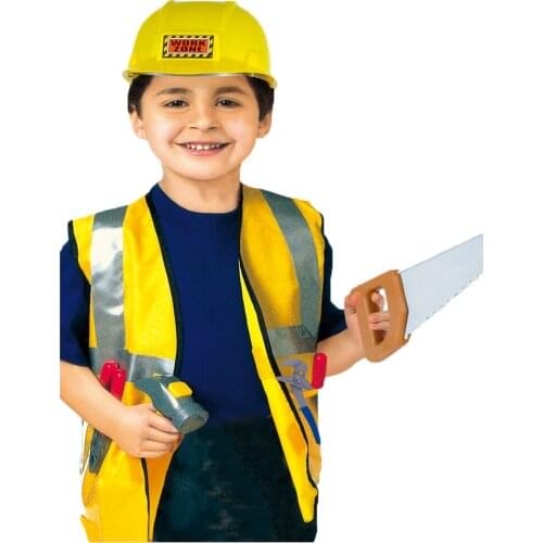 Role play outfits construction worker costume with toys set kids occupational cosplay party builder uniform career boys costume