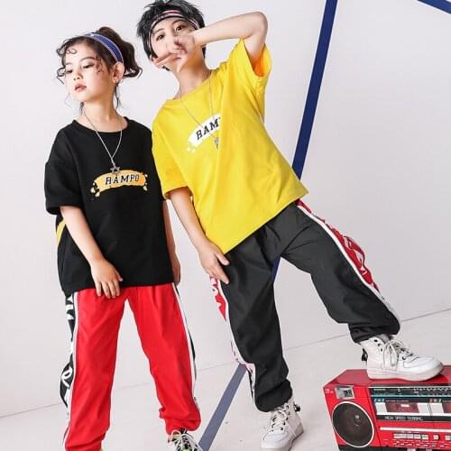 Hip Hop Girls Boys Ballroom Dancing Costumes for Kid Stage Dancewear Child Jazz Dance Costumes Clothes Party Show T Shirts Pants