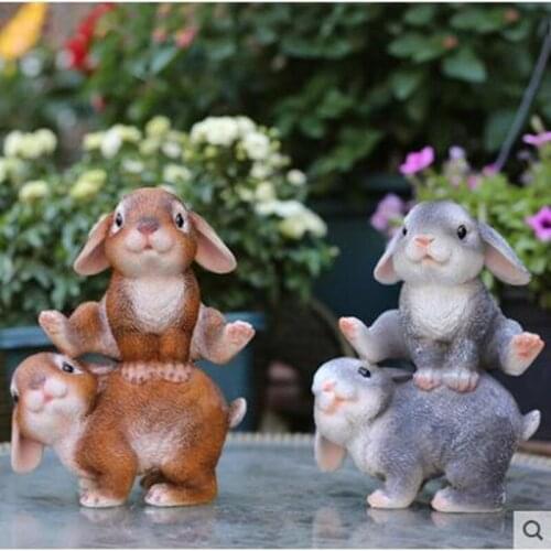 European-style cute family rabbit statue, home office desk restaurant desktop decoration crafts, love gift