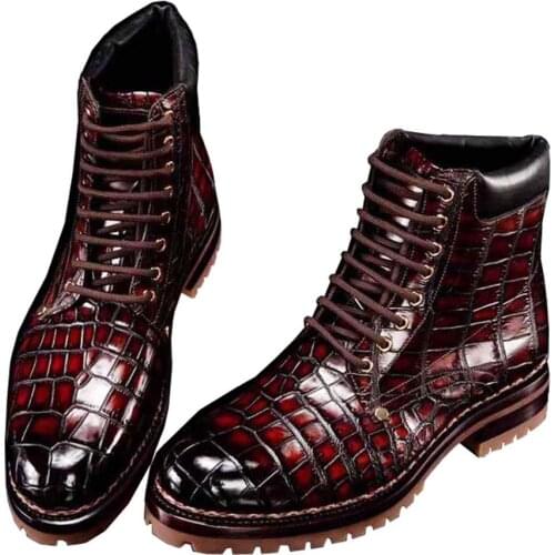 Chue men crocodile boots crocodile leather winter business wedding men boots men shoes fashion personality