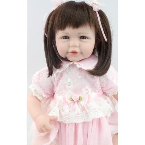 52cm Soft Vinyl Reborn Baby Doll Handmade Clothes curled hair Little Girl doll Brinquedos Early Education Toy Doll