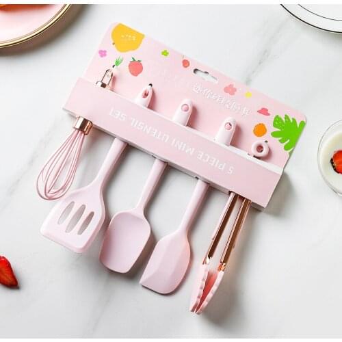5pcs Cooking Tool Set Advanced Silicone Kitchen Cookware Set High Temperature Cream Cake Silicone Knife Spatula Scraper