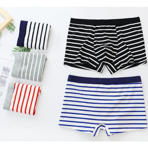 Mens Underwear Cotton Striped Mens Underwear Sexy Mid-waist Breathable Comfortable Personality Boxer Shorts Panties