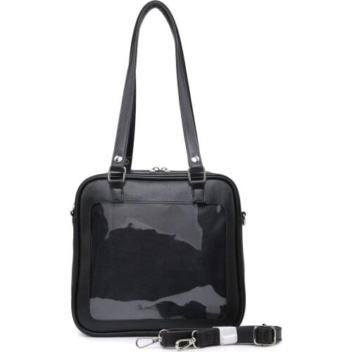 New Arrival Women Handbag Girls Fashion Pu Shoulder Bag Transparent Square Backpack Casual Ladies Massager Bag IB031